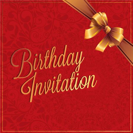 Vector birthday card with gold ribbon and birthday text.のイラスト素材
