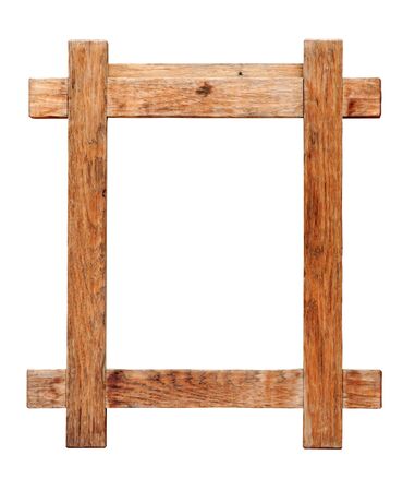 Wooden frame on white backgroundの写真素材