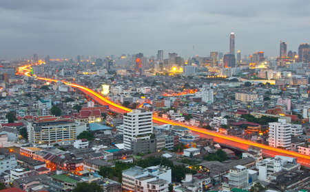 Night shot of a city skyline, Bangkok, Thailandのeditorial素材