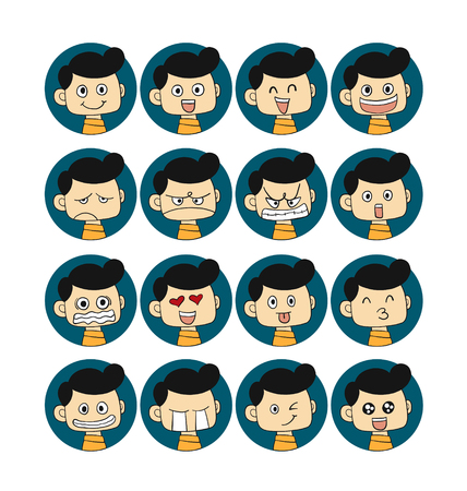 Men emotions faces characters.のイラスト素材