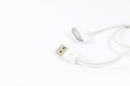 USB plug smartphone on white backgroundの写真素材