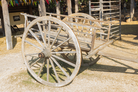 Wooden cart Thai Style in Thailand Gardenの写真素材