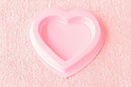 Valentine White rose with heart on red backgroundの写真素材