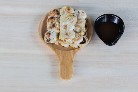 Banana grilled with Wood Tray, Thai dessertの写真素材