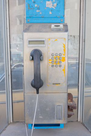 Old public coin-operated telephoneの写真素材