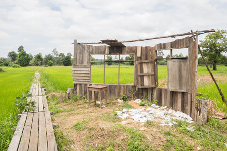 Wooden bridge 100 years old Khon Buri in Nakhon Ratchasima at Thailand.の写真素材