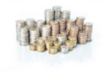 Coins isolated on whiteの写真素材