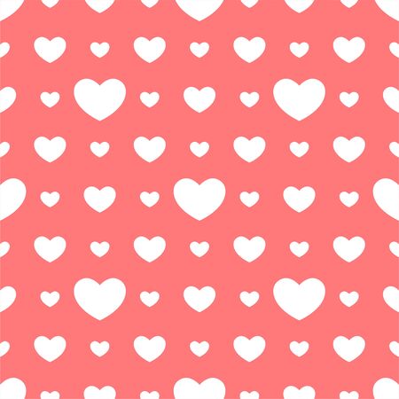 White hearts seamless pink pattern. Seamless pattern with hearts for valentines day. Vector...