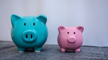 piggy bank in white background, saving money for investment concept. copy spaceの写真素材