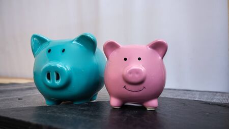 piggy bank in white background, saving money for investment concept. copy spaceの写真素材