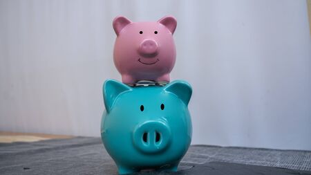 piggy bank in white background, saving money for investment concept. copy spaceの写真素材