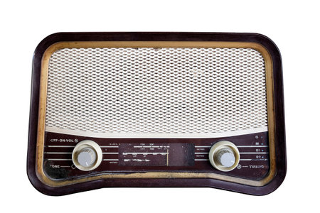 Old radio, isolated on white backgroundの写真素材