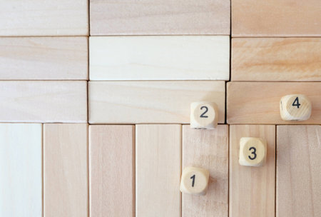 The wood dices on the puzzle wood