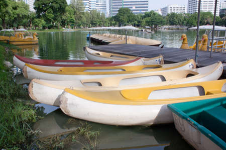 many boats in the parkの写真素材