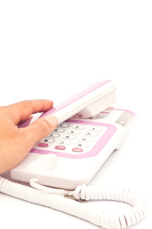 telephone over white paperの写真素材