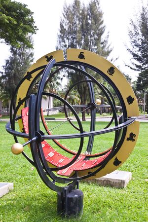 sundial at lumpini park in thailandの写真素材