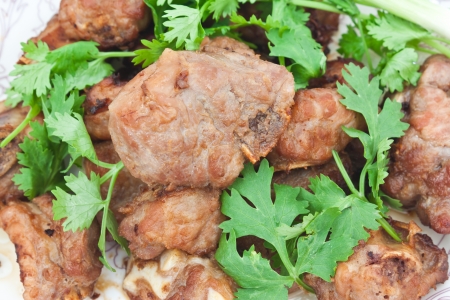 fry pork include fresh parsleyの写真素材