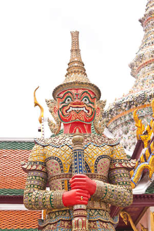 giant statue at wat prakaew in thailandの写真素材