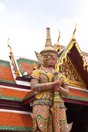 giant statue at wat prakaew in thailandの写真素材