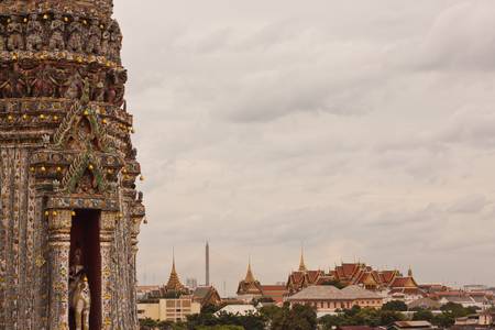 The beauty pagoda at wat arun in Thailandの写真素材