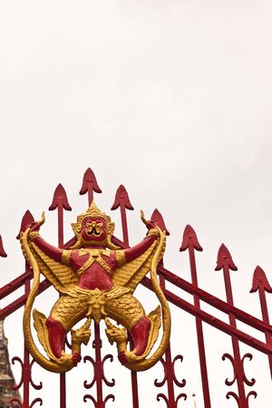 Garuda on fence at Wat-Arun in Thailandの写真素材