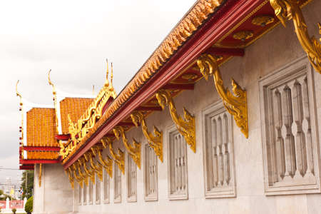 The Marble Buddhist Church at wat nenchamabophit in Thailandの写真素材