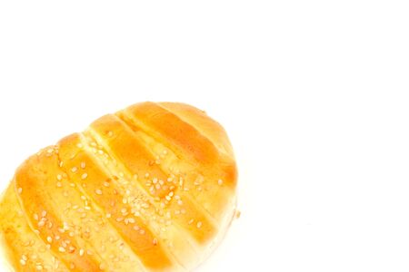 Appetizing bread on white paper
