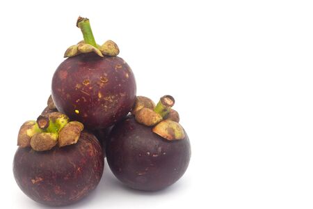 Mangosteen on white paperの写真素材