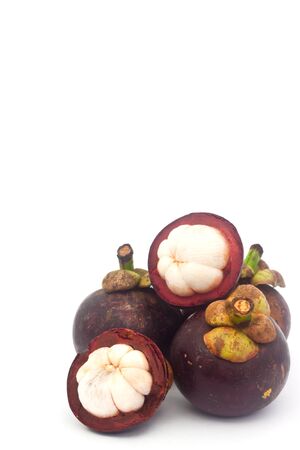 Mangosteen on white paperの写真素材