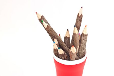 many color pencil made from woodの写真素材
