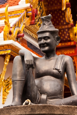 hermit statue at wat phra kaew in thailandの写真素材