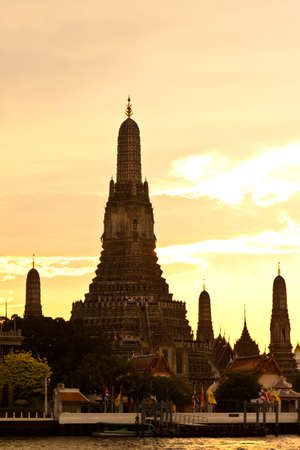 pagoda at wat arun bangkok of thailandの写真素材