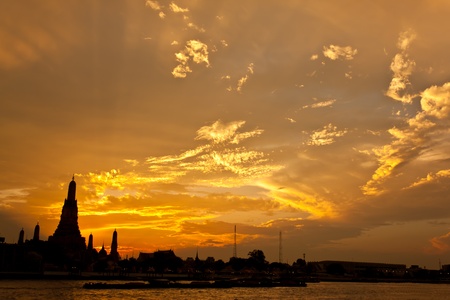 pagoda at wat arun bangkok of thailandの写真素材