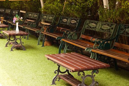 bench in gardenの写真素材