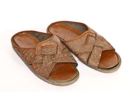 slippers on white paperの写真素材