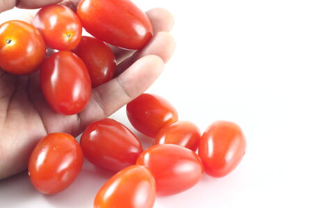 tomato in basket on white backgroundの写真素材