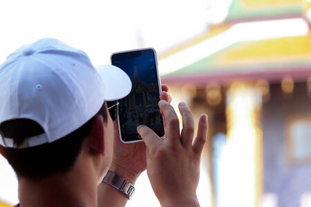 take a photo by mobile phoneの写真素材