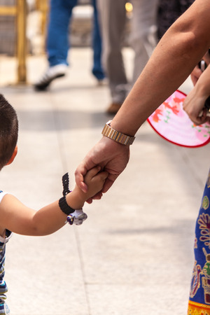 hand of father and sonの写真素材