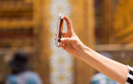 take a photo by mobile phoneの写真素材