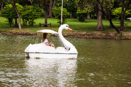 swan spin boatの写真素材