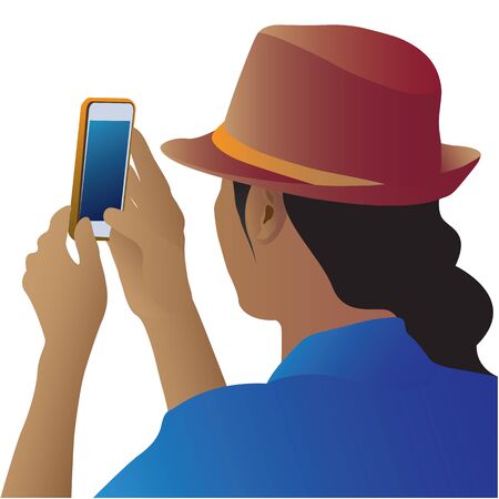 take a photo by mobile phone vector designのイラスト素材