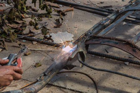 Sparks from welding workの写真素材