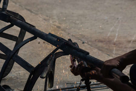 Sparks from welding work