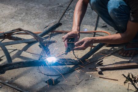 Sparks from welding workの写真素材