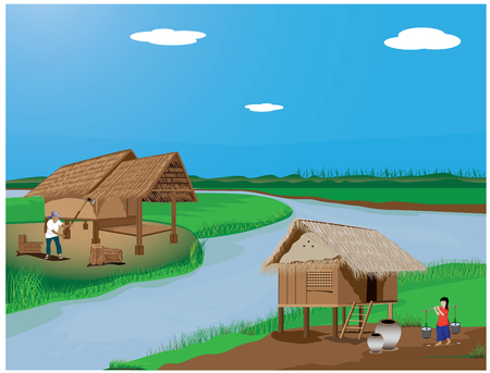 lifestyle at countryside vector designのイラスト素材