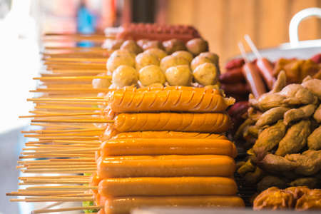 sausage in shopの写真素材