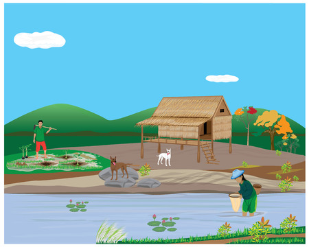 lifestyle of agriculturist vector designのイラスト素材