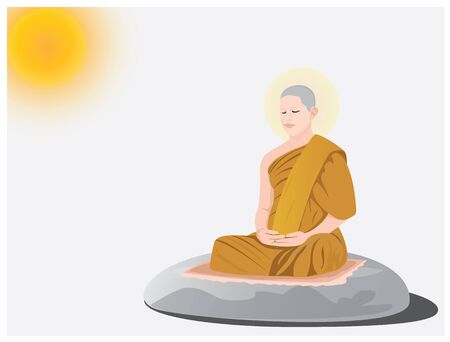 meditation of monk in Buddhism vector designのイラスト素材