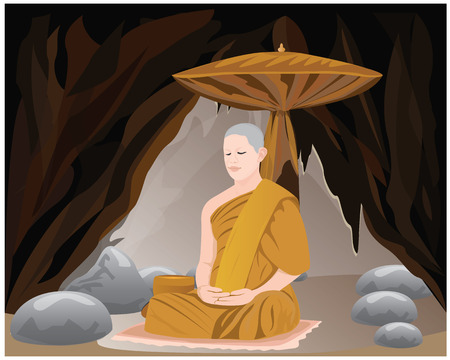 meditation of monk in Buddhism vector designのイラスト素材