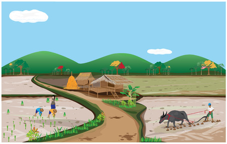 lifestyle of farmer vector designのイラスト素材